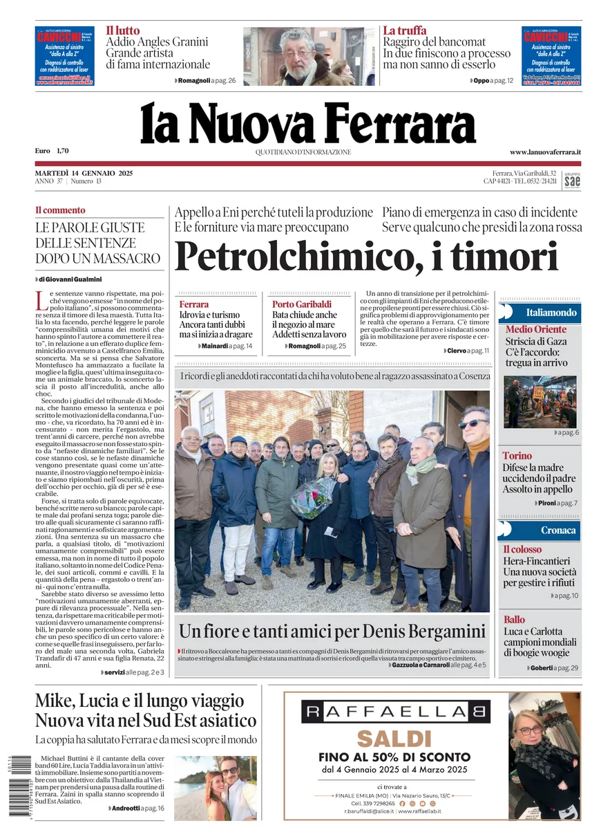 Prima-pagina-nuova ferrara-oggi-edizione-del-2025-01-14